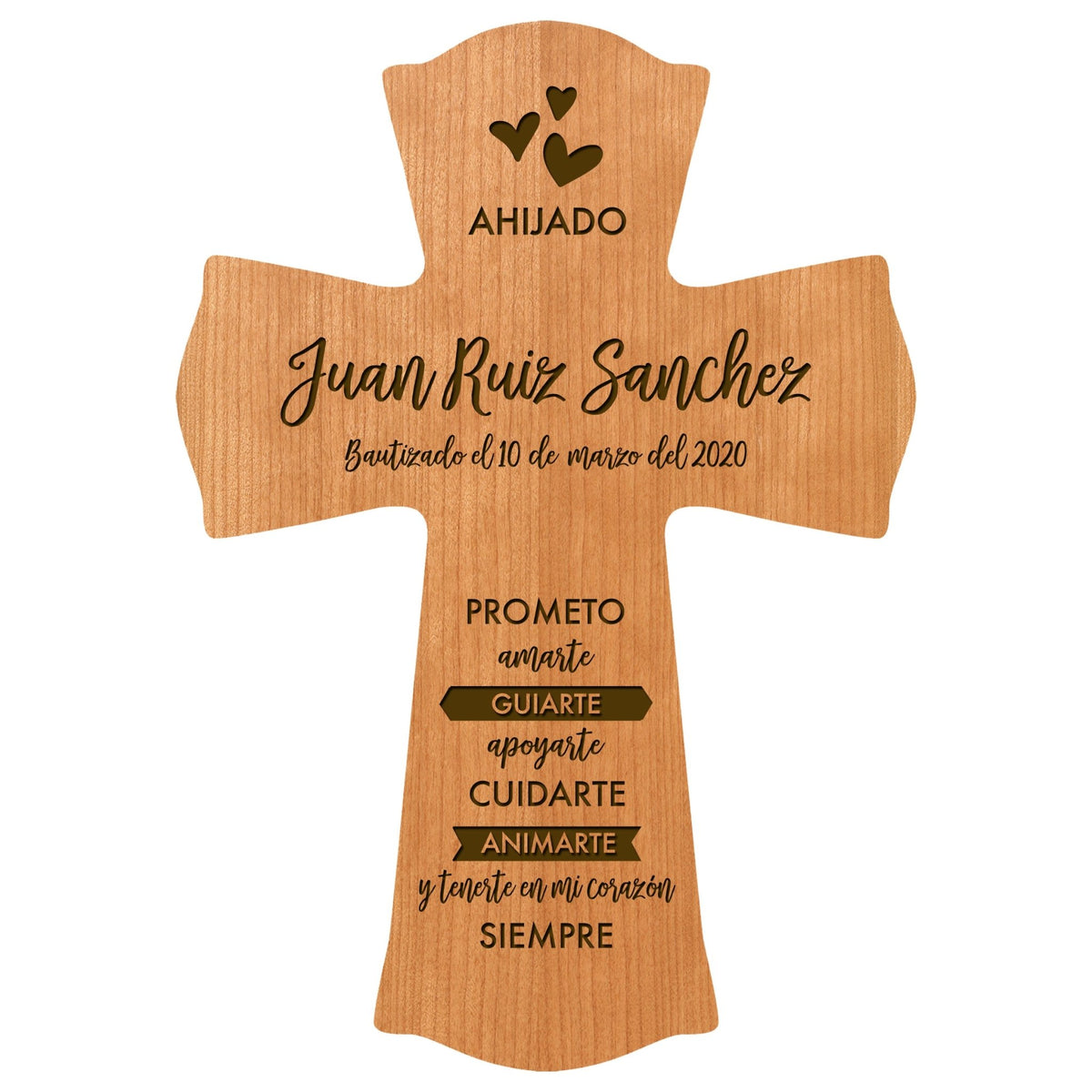 Personalized Baptism Wall Cross Spanish Verse - I Promise To Love 8”x11.5” - LifeSong Milestones