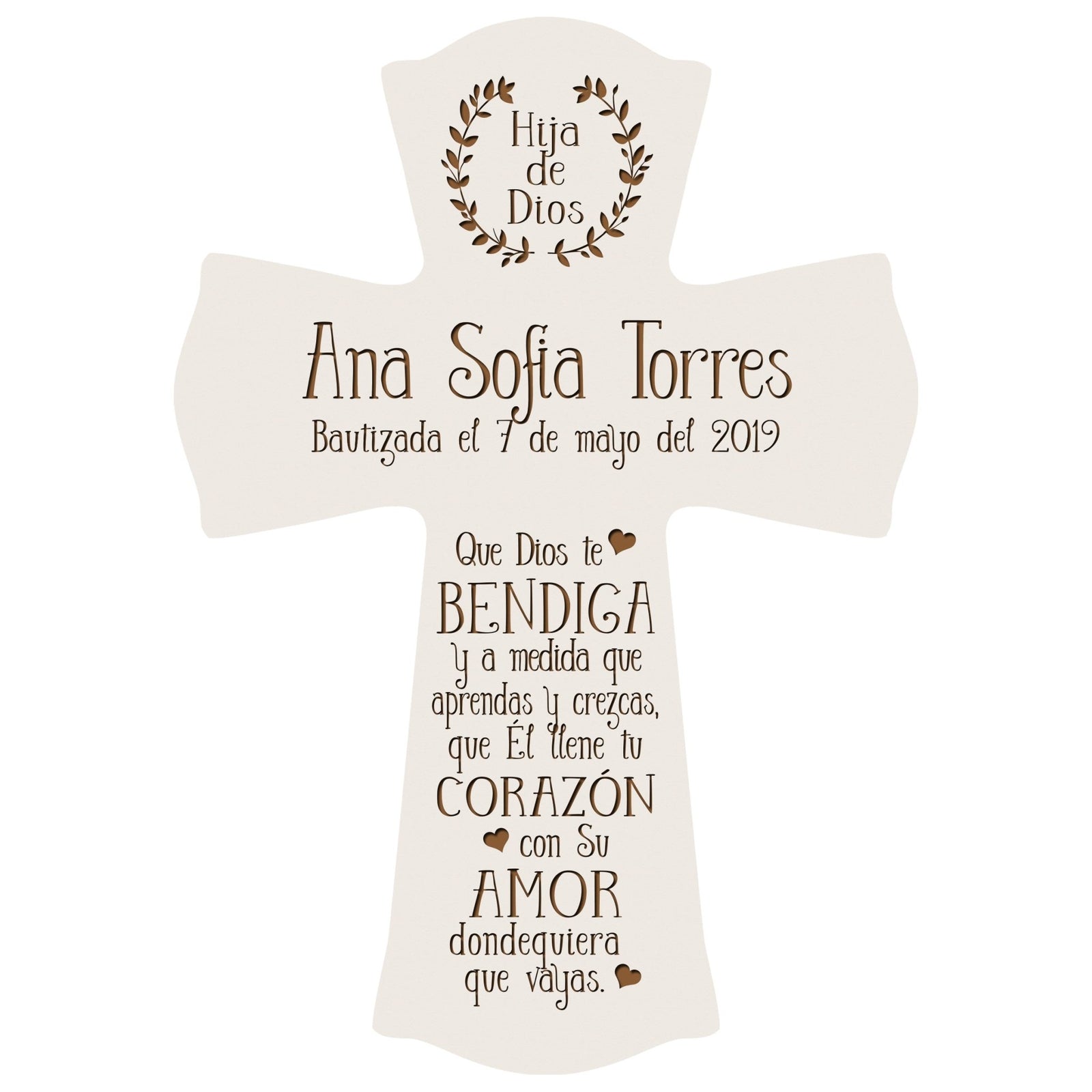 Personalized Baptism Wall Cross Spanish Verse - May God Bless You 8”x11.5” - LifeSong Milestones