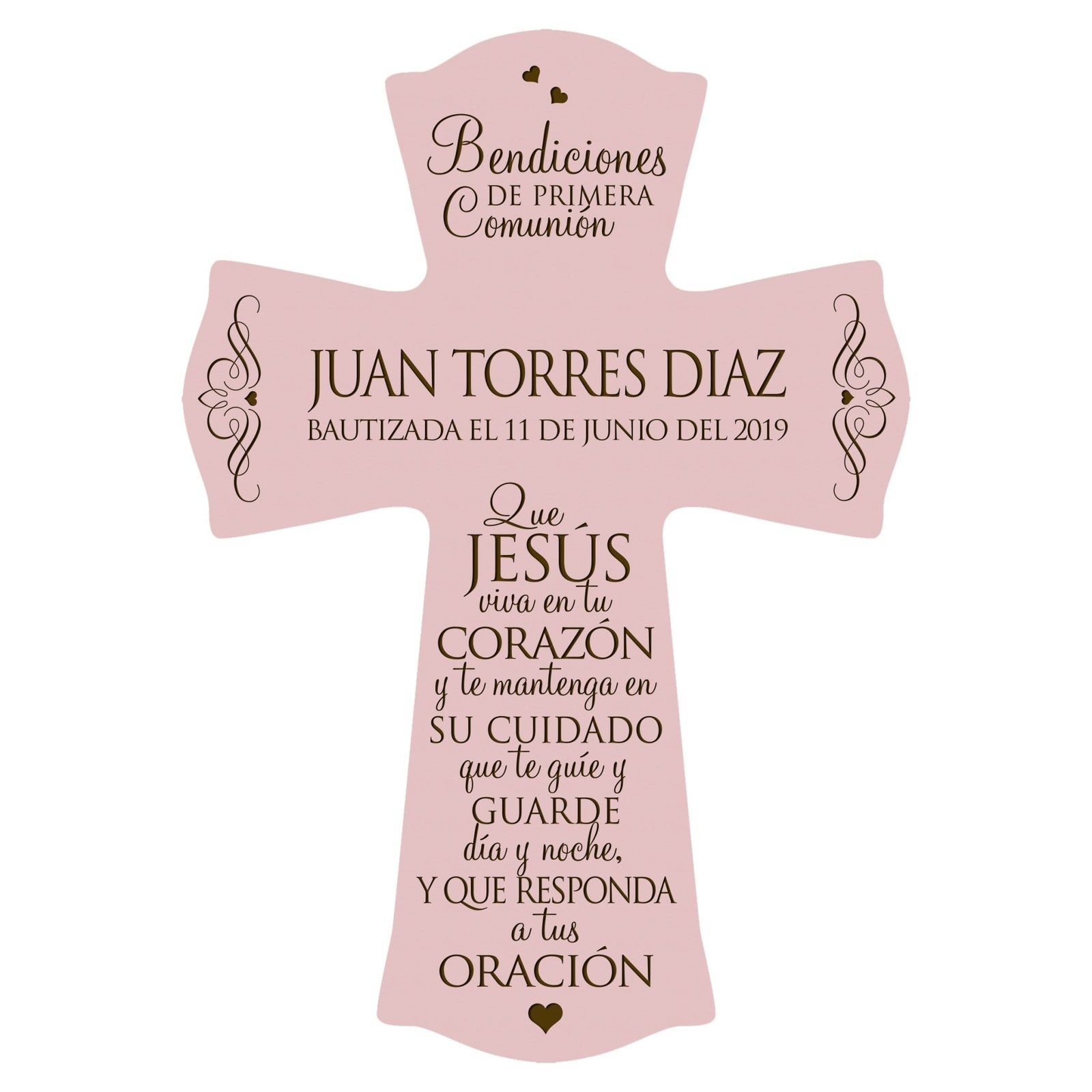 Personalized Baptism Wall Cross Spanish Verse - May Jesus Live Within 8”x11.5” - LifeSong Milestones