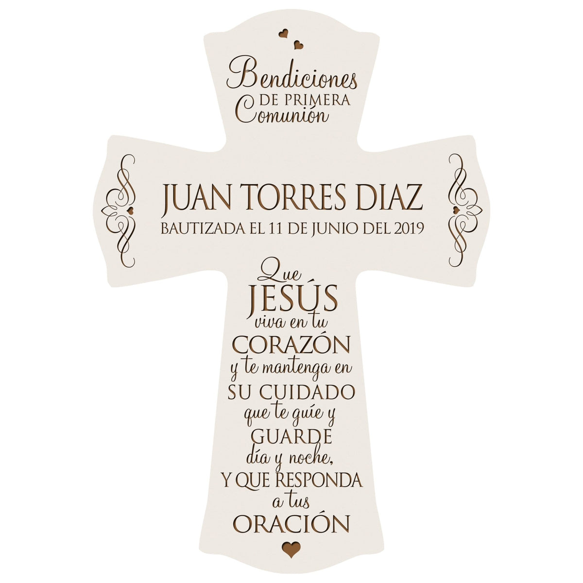 Personalized Baptism Wall Cross Spanish Verse - May Jesus Live Within 8”x11.5” - LifeSong Milestones