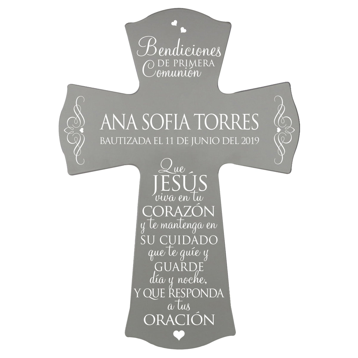 Personalized Baptism Wall Cross Spanish Verse - May Jesus Live Within 8”x11.5” - LifeSong Milestones