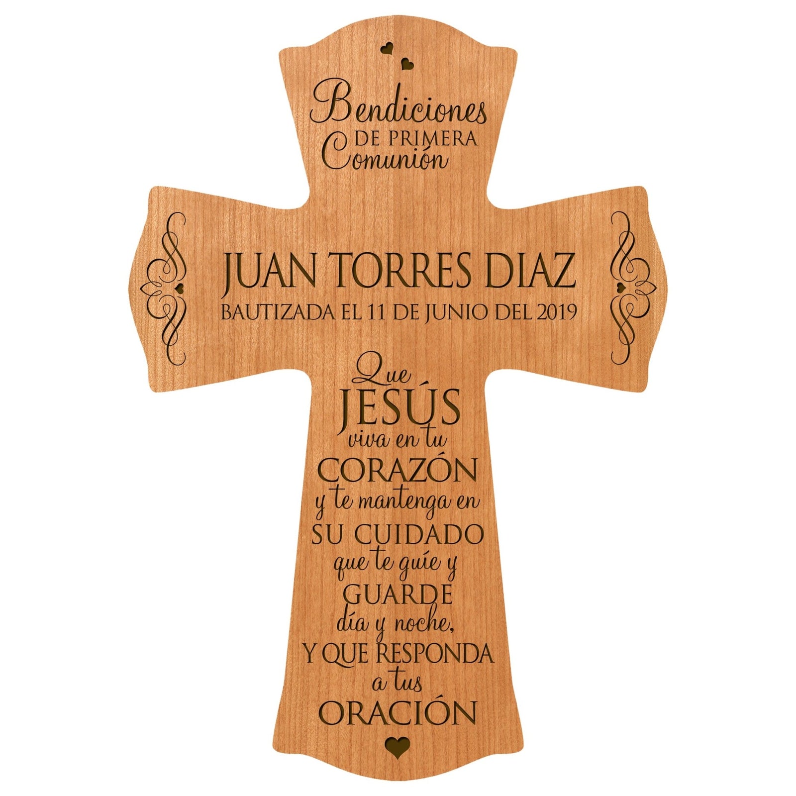 Personalized Baptism Wall Cross Spanish Verse - May Jesus Live Within 8”x11.5” - LifeSong Milestones