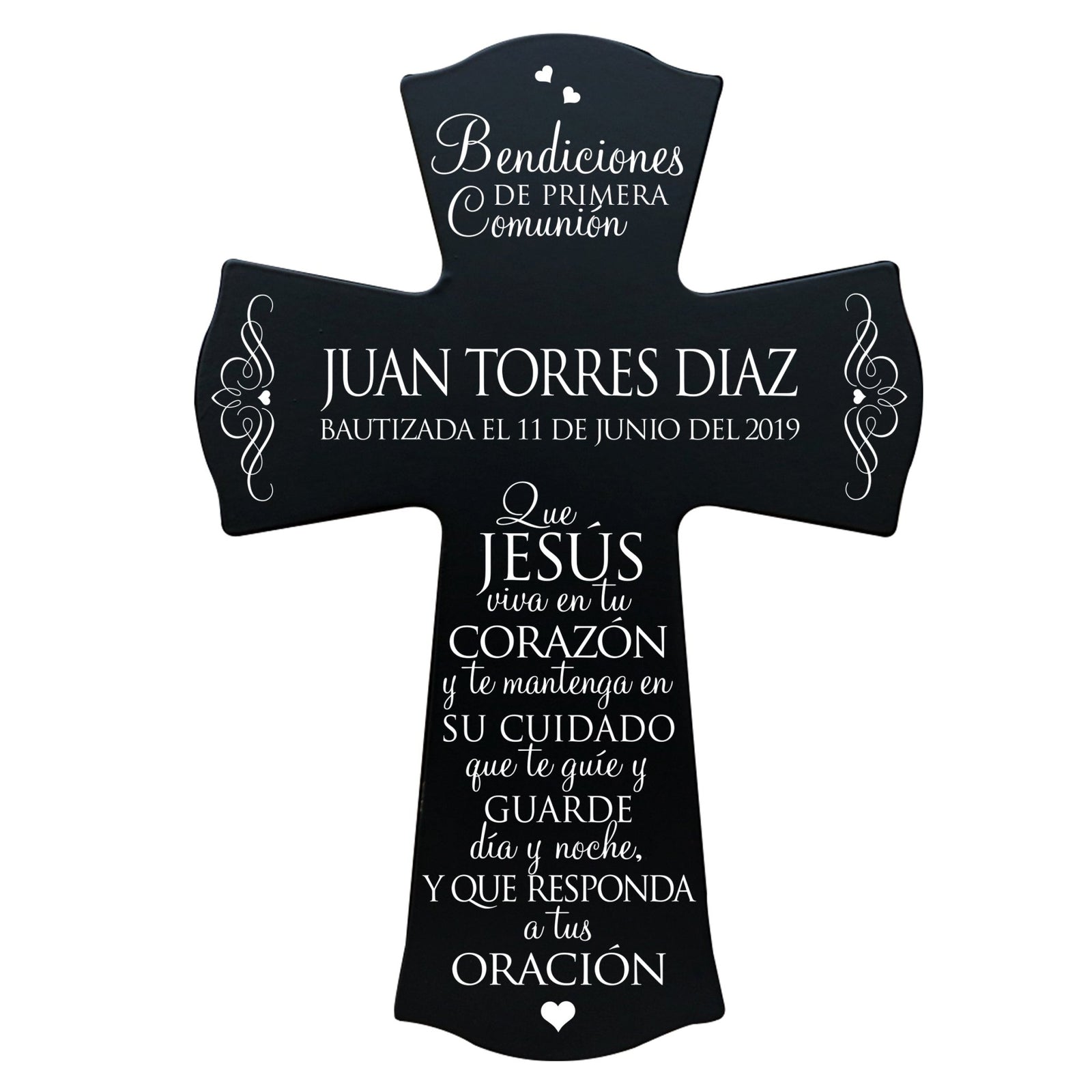 Personalized Baptism Wall Cross Spanish Verse - May Jesus Live Within 8”x11.5” - LifeSong Milestones
