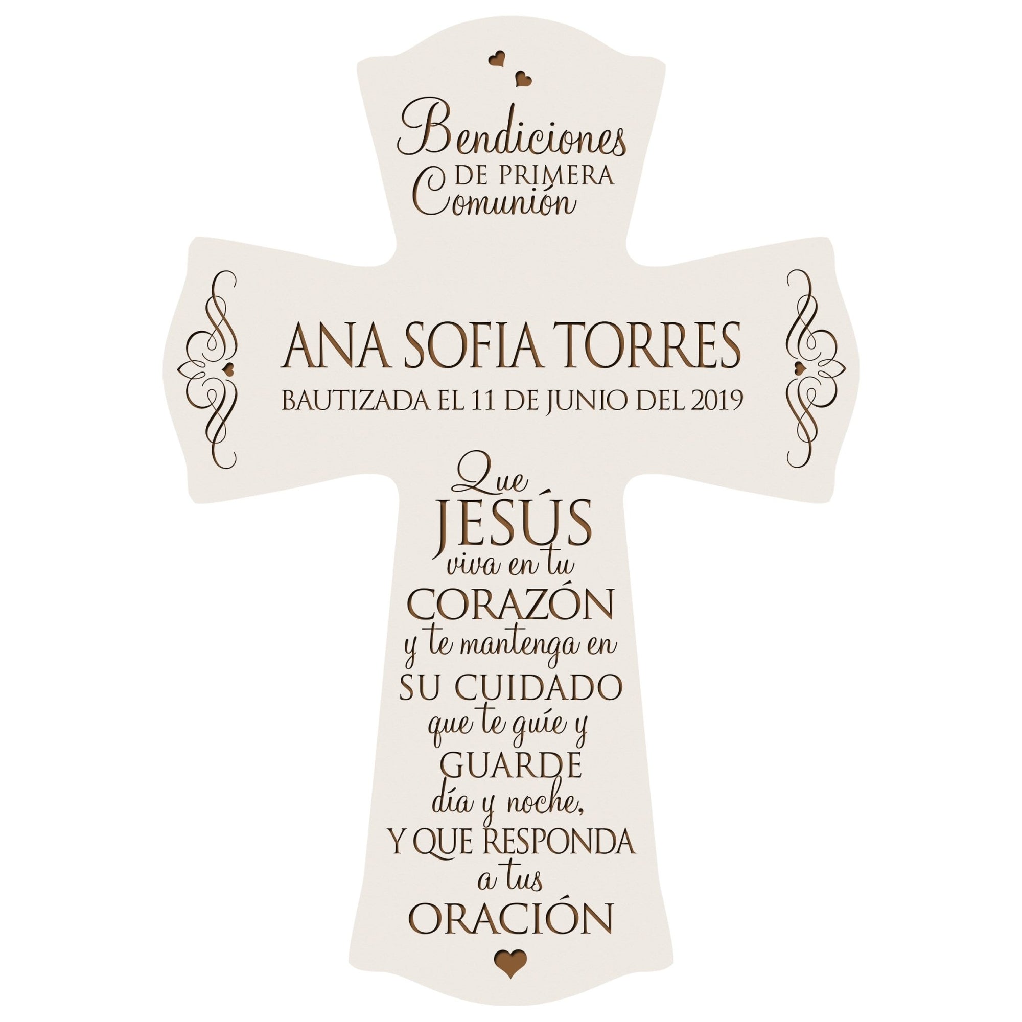 Personalized Baptism Wall Cross Spanish Verse - May Jesus Live Within 8”x11.5” - LifeSong Milestones