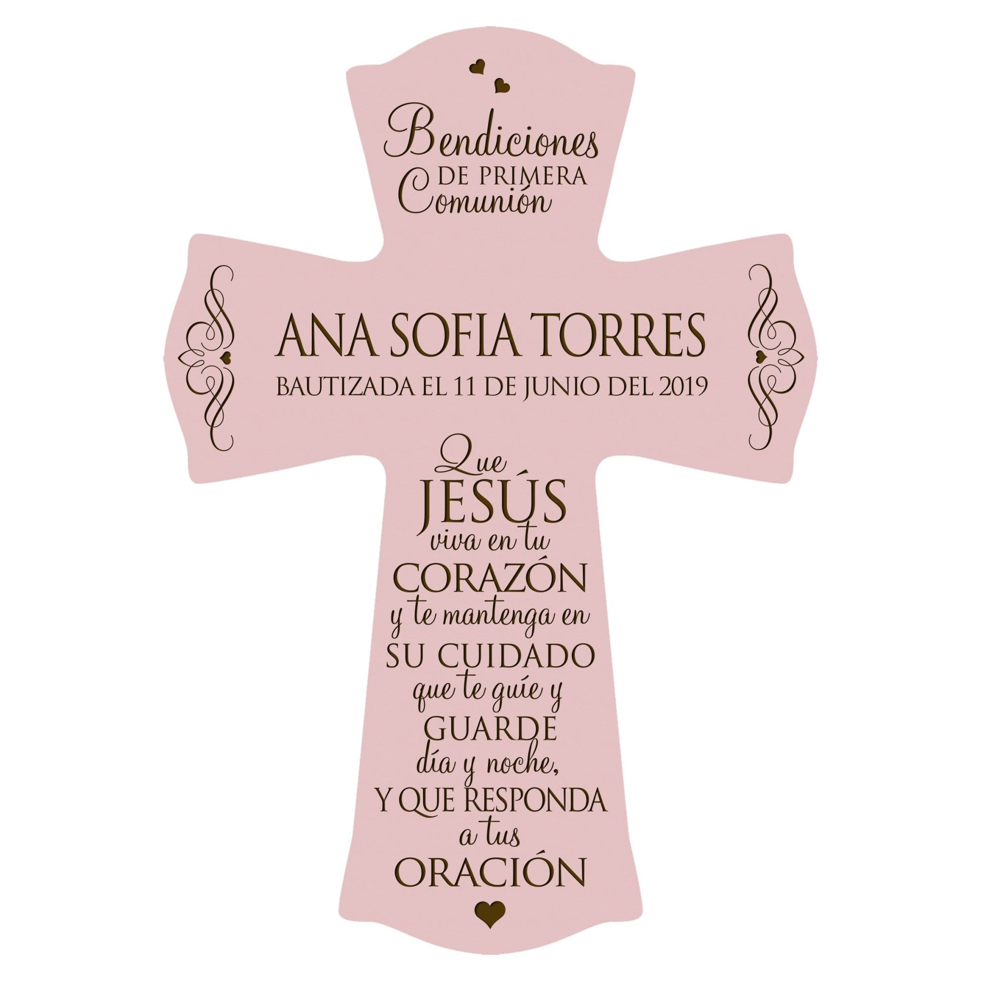 Personalized Baptism Wall Cross Spanish Verse - May Jesus Live Within 8”x11.5” - LifeSong Milestones