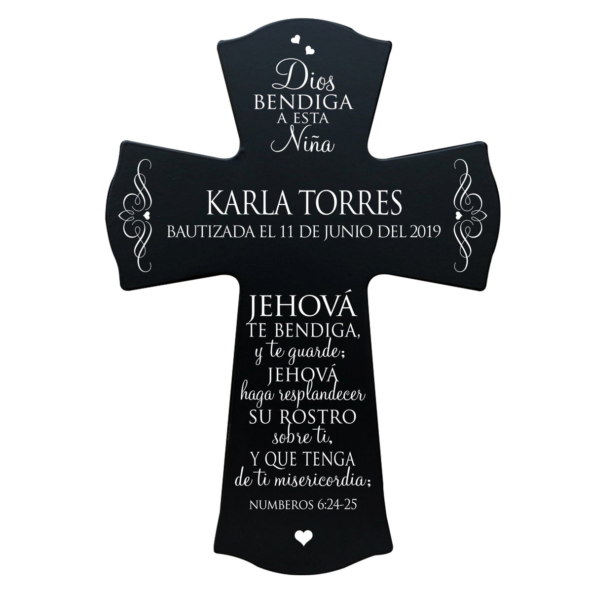 Personalized Baptism Wall Cross Spanish Verse - The Lord Bless You 8”x11.5” - LifeSong Milestones