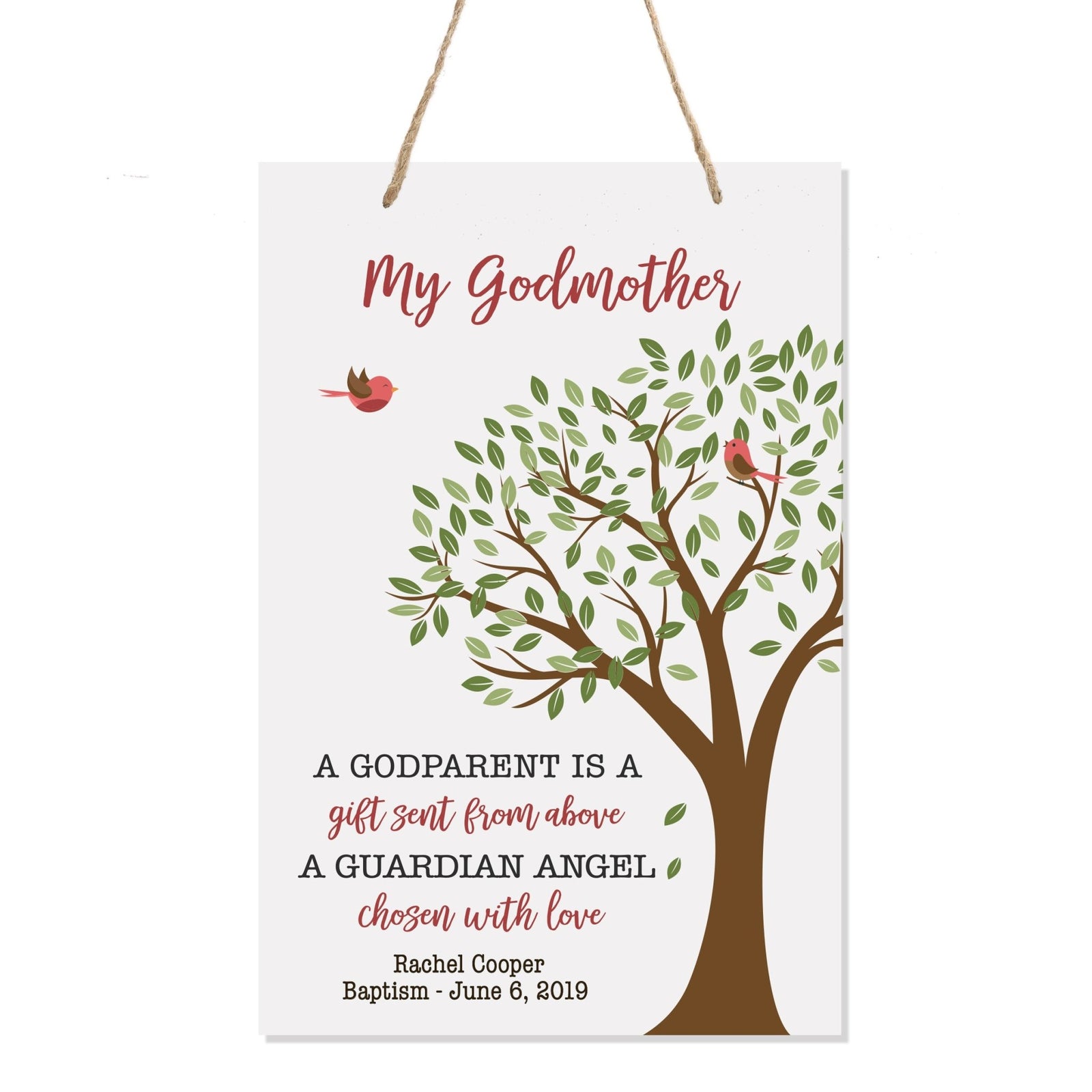 Baptism Wall Hanging Rope Signs Gift for Godmother
