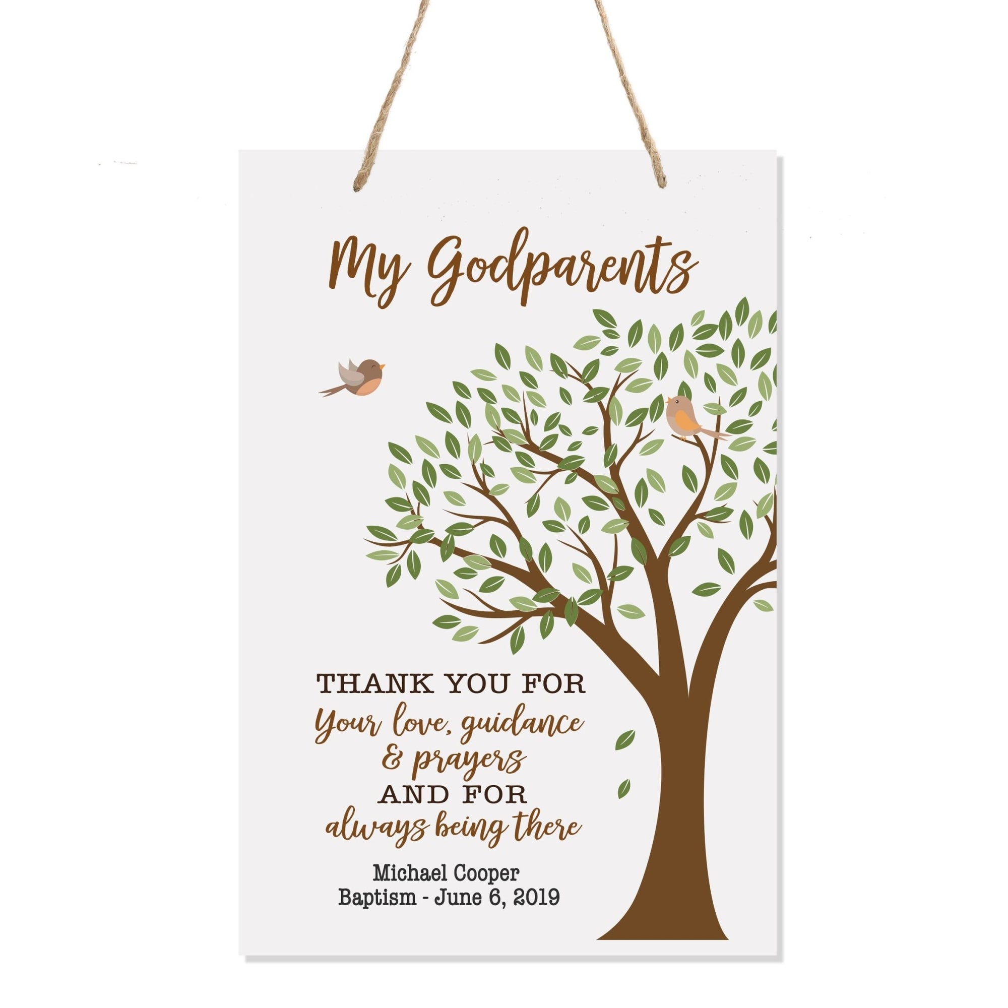 Baptism Wall Hanging Rope Signs Gift for Godparents