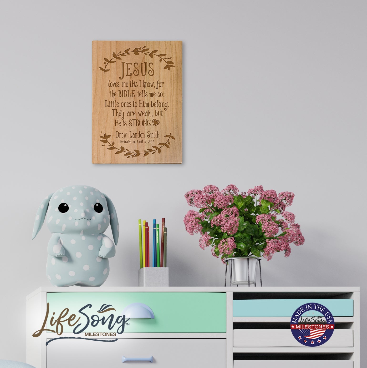 Lifesong Milestones Personalized Baptism Wooden Wall Plaque Home Decor Gift For Godchild