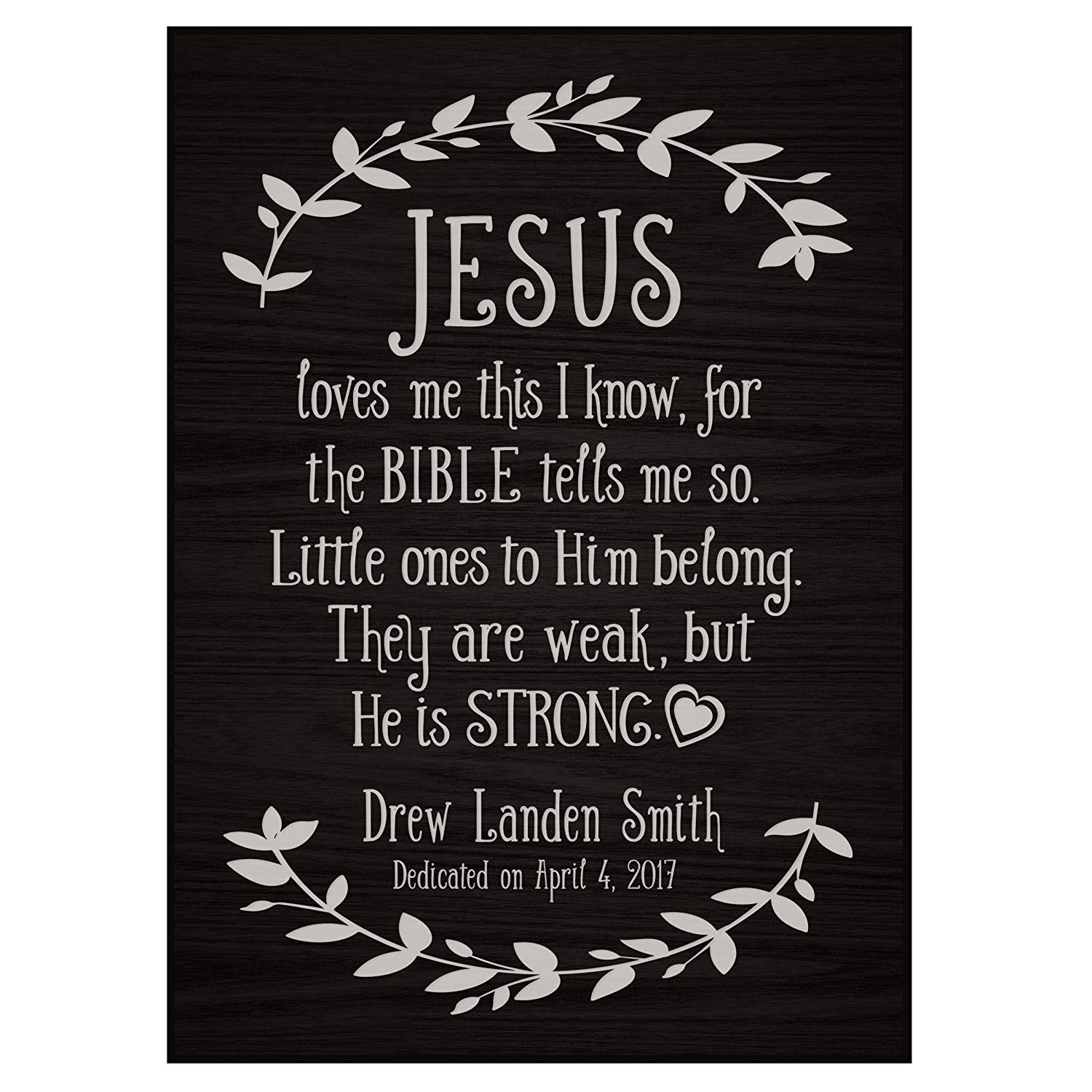Personalized Baptism Wall Plaque - Jesus Loves Me - LifeSong Milestones