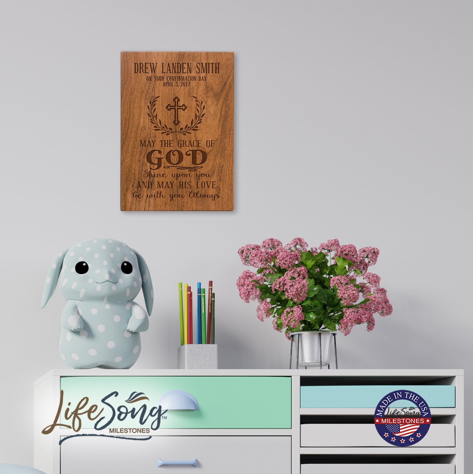 Personalized Baptism Wall Plaque - May The Grace Of God - LifeSong Milestones