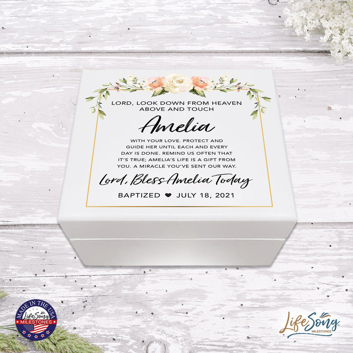 Lifesong Milestones Personalized Baptism Keepsake Jewelry Box Gift for Boys and Girls