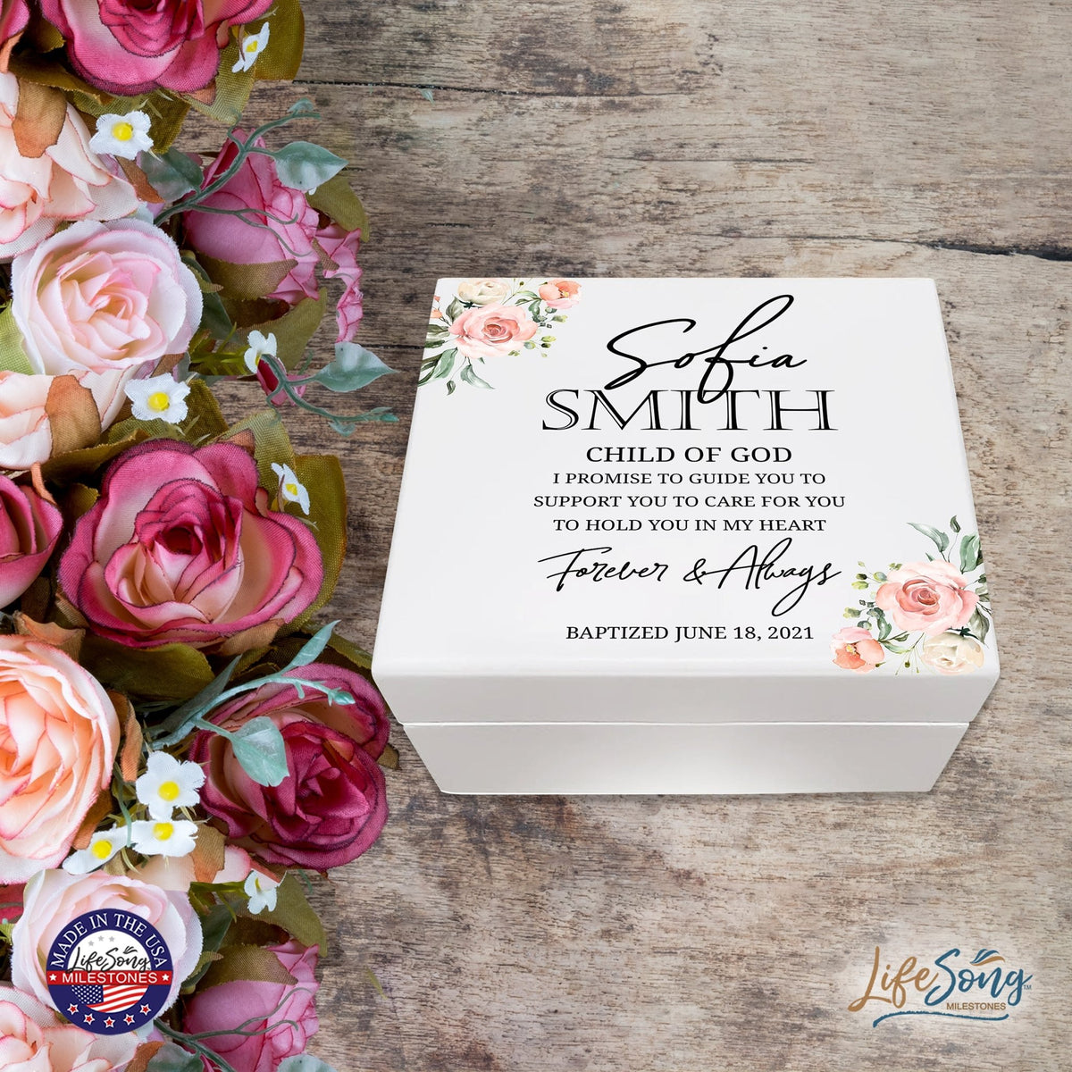 Lifesong Milestones Personalized Baptism Keepsake Jewelry Box Gift for Boys and Girls