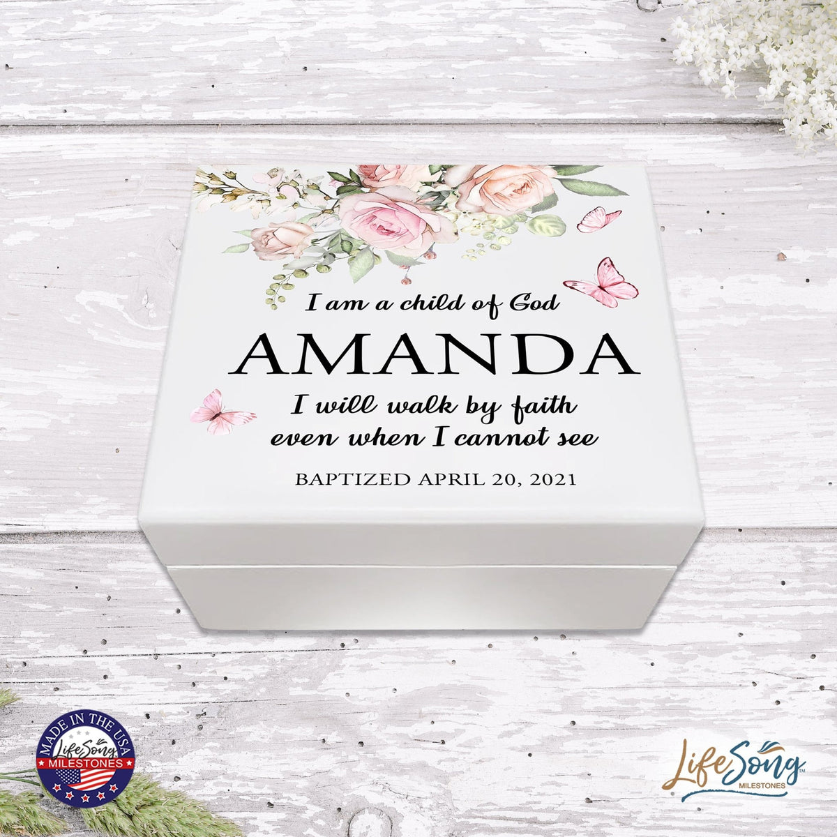 Lifesong Milestones Personalized Baptism Keepsake Jewelry Box Gift for Boys and Girls