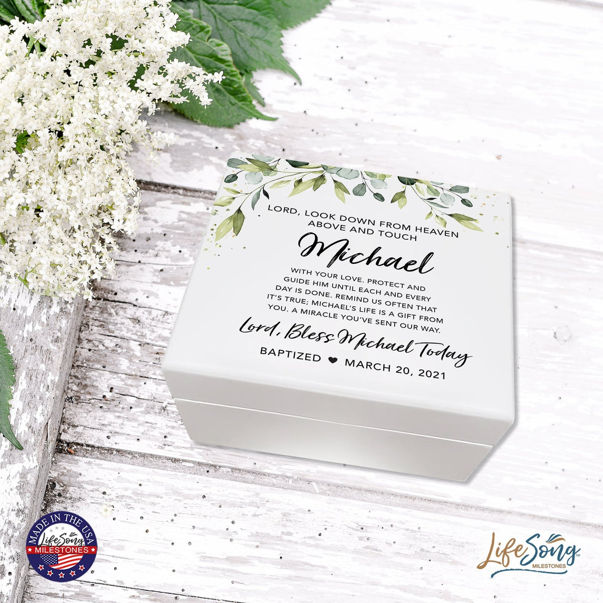 Lifesong Milestones Personalized Baptism Keepsake Jewelry Box Gift for Boys and Girls