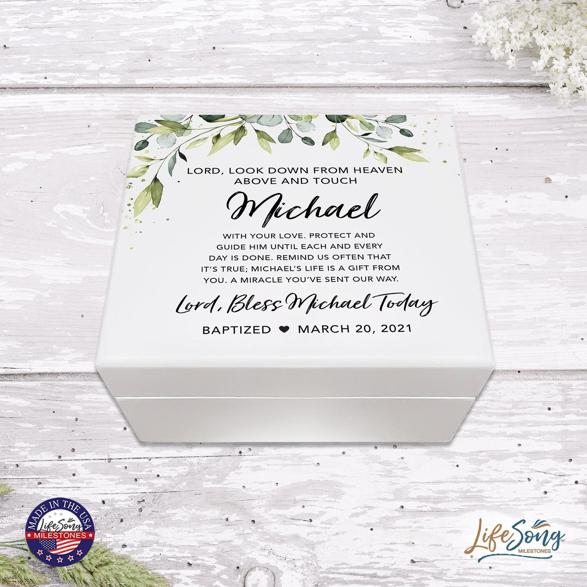 Lifesong Milestones Personalized Baptism Keepsake Jewelry Box Gift for Boys and Girls