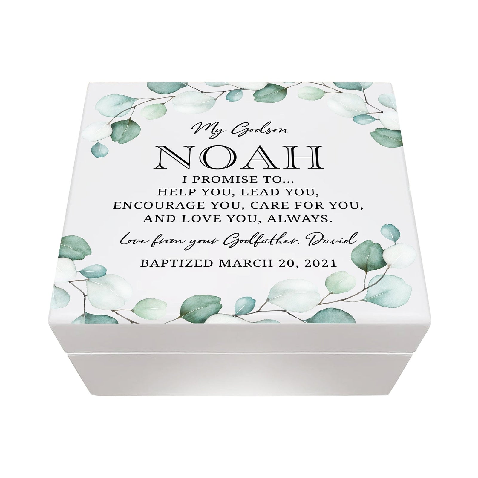 Lifesong Milestones Personalized Baptism Keepsake Jewelry Box Gift for Godson