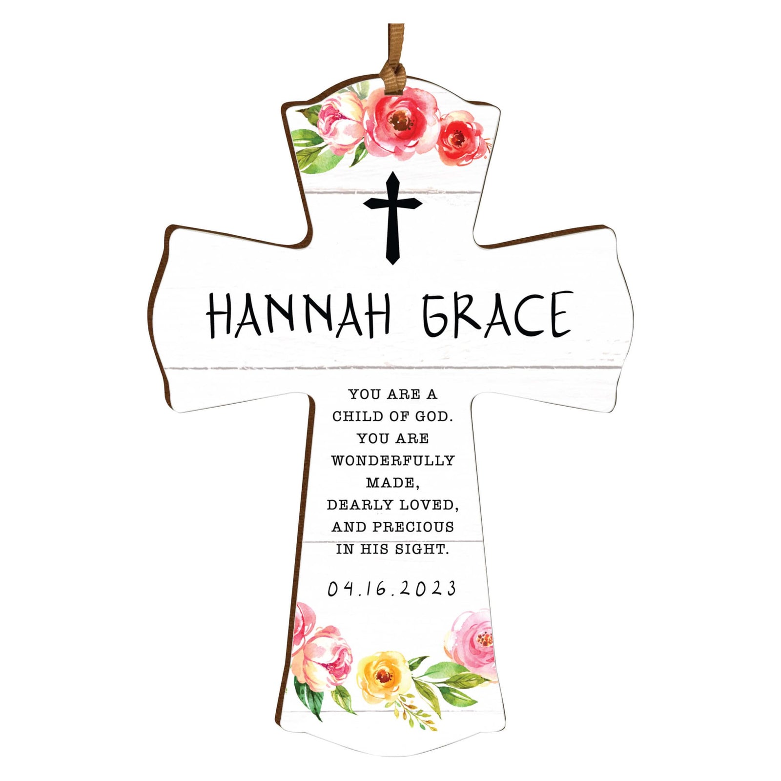 Personalized Baptism Wooden Mini Cross - LifeSong Milestones