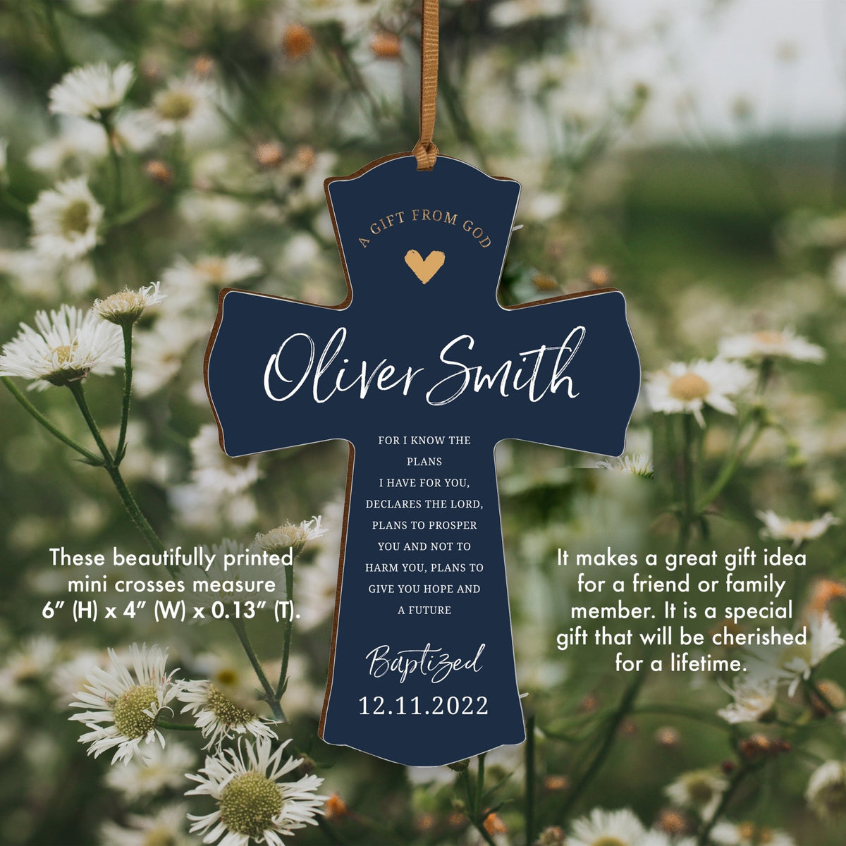 Personalized Baptism Wooden Mini Cross - LifeSong Milestones