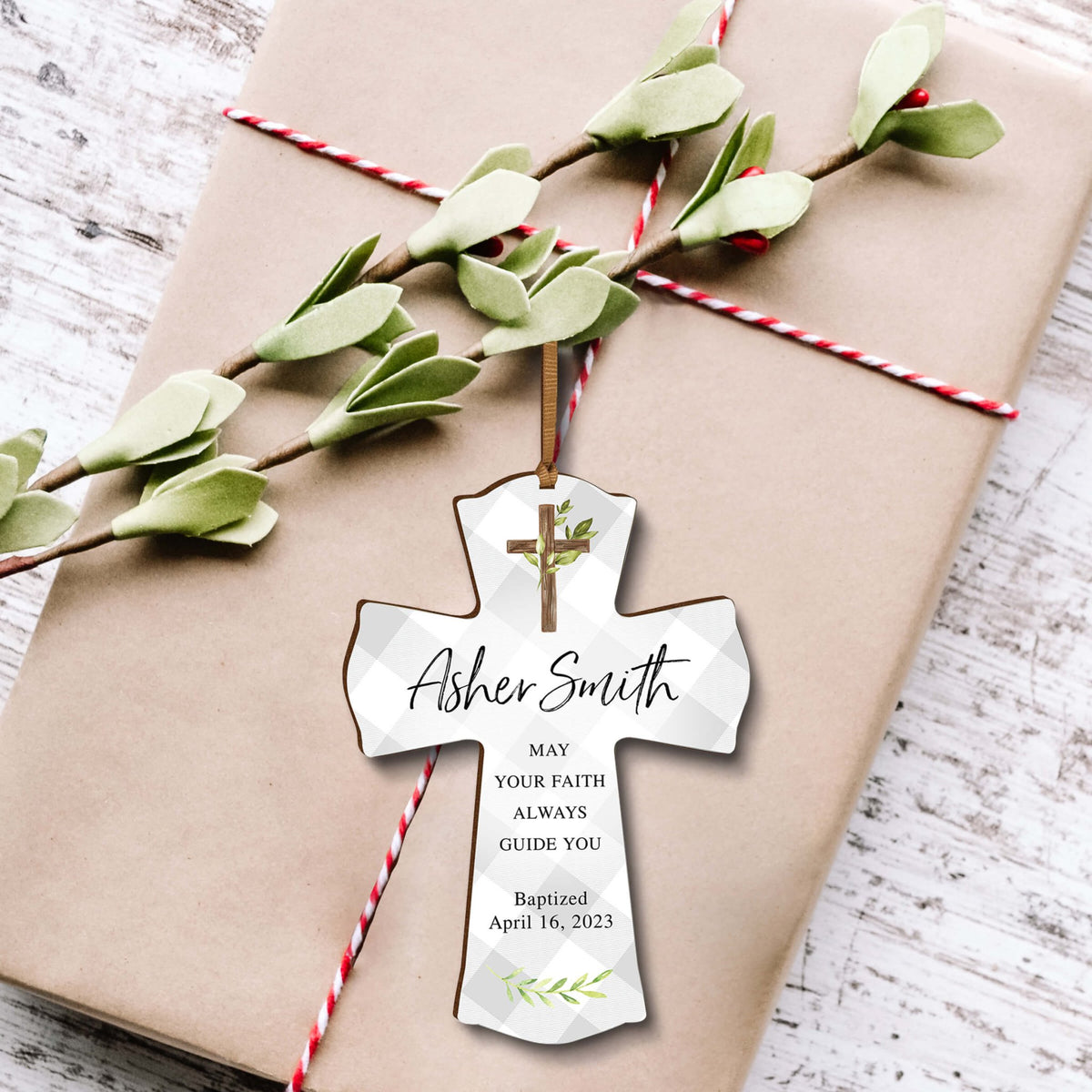 Personalized Baptism Wooden Mini Cross - LifeSong Milestones