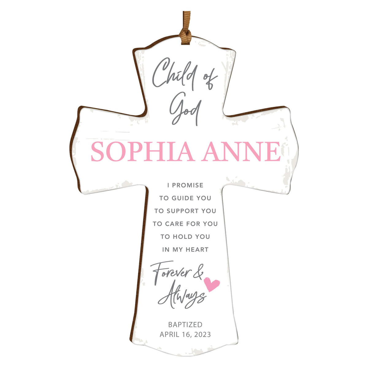 Personalized Baptism Wooden Mini Cross - LifeSong Milestones