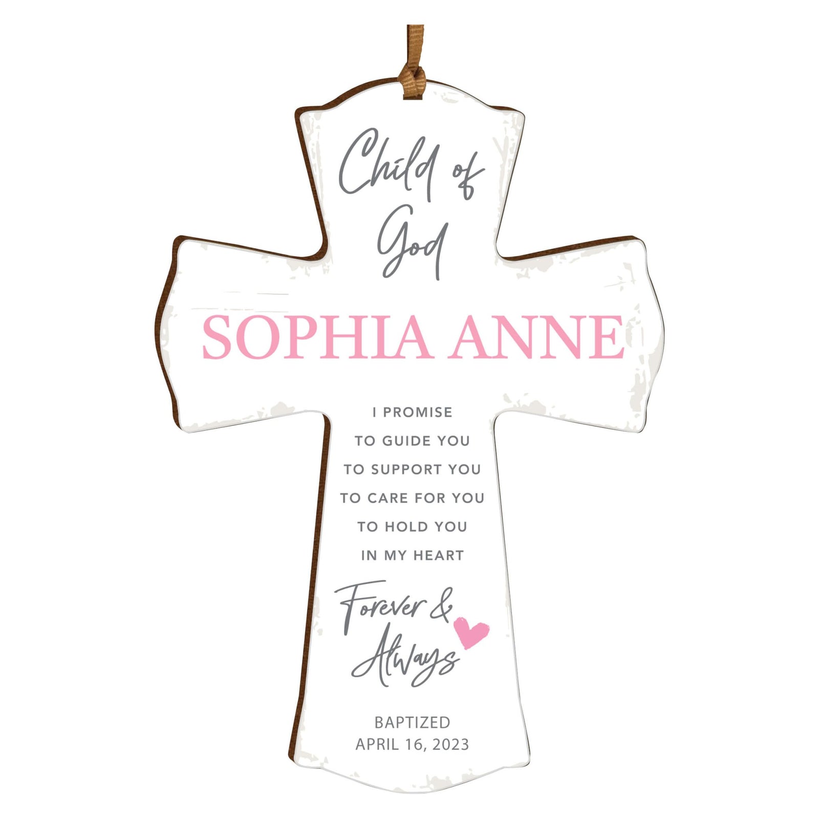Personalized Baptism Wooden Mini Cross - LifeSong Milestones