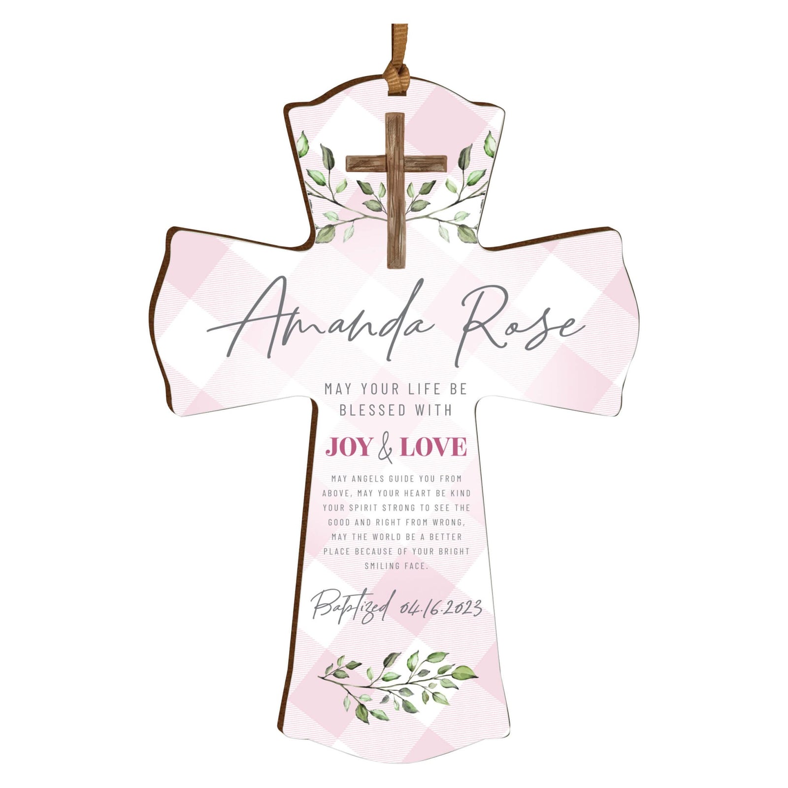 Personalized Baptism Wooden Mini Cross - LifeSong Milestones