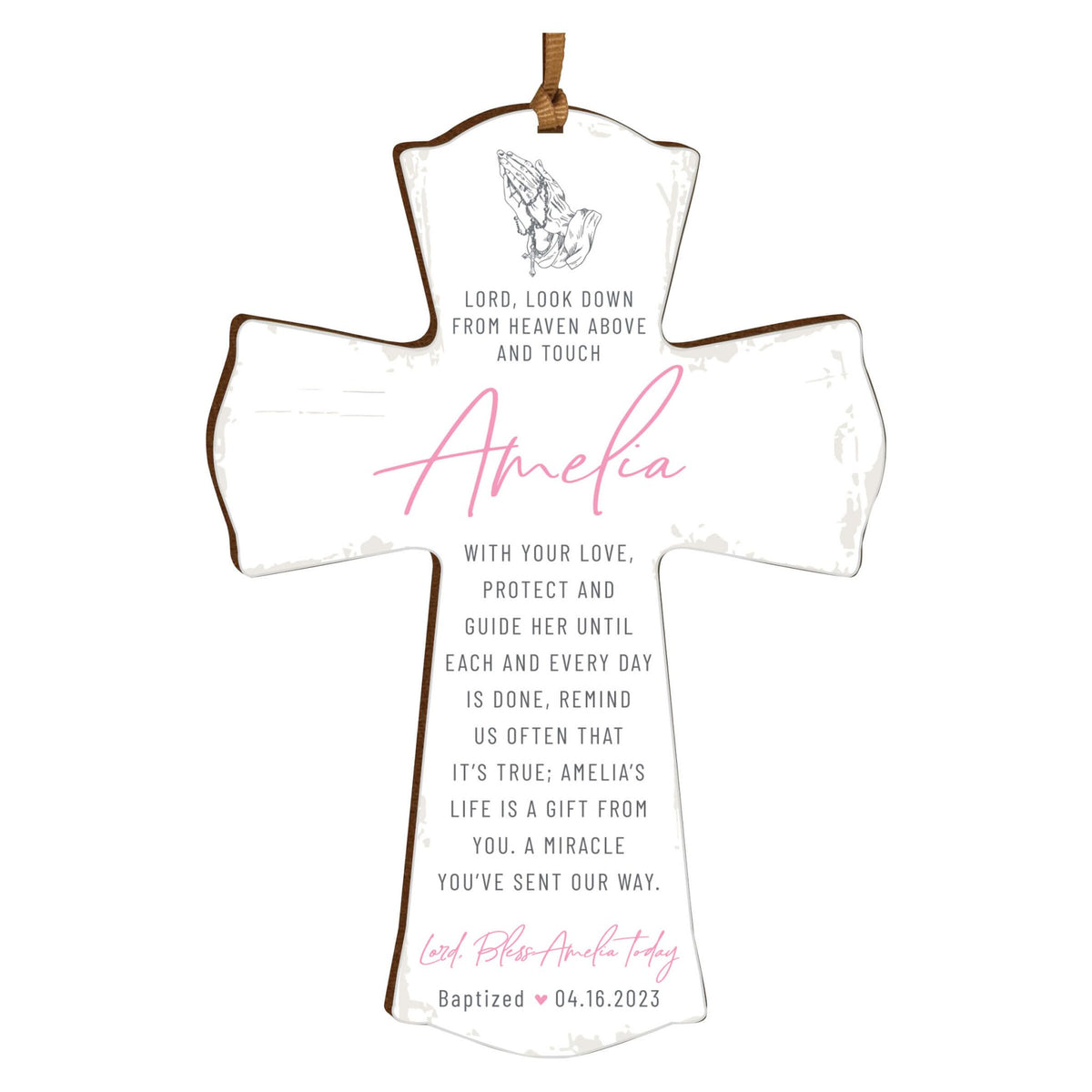 Personalized Baptism Wooden Mini Cross - LifeSong Milestones