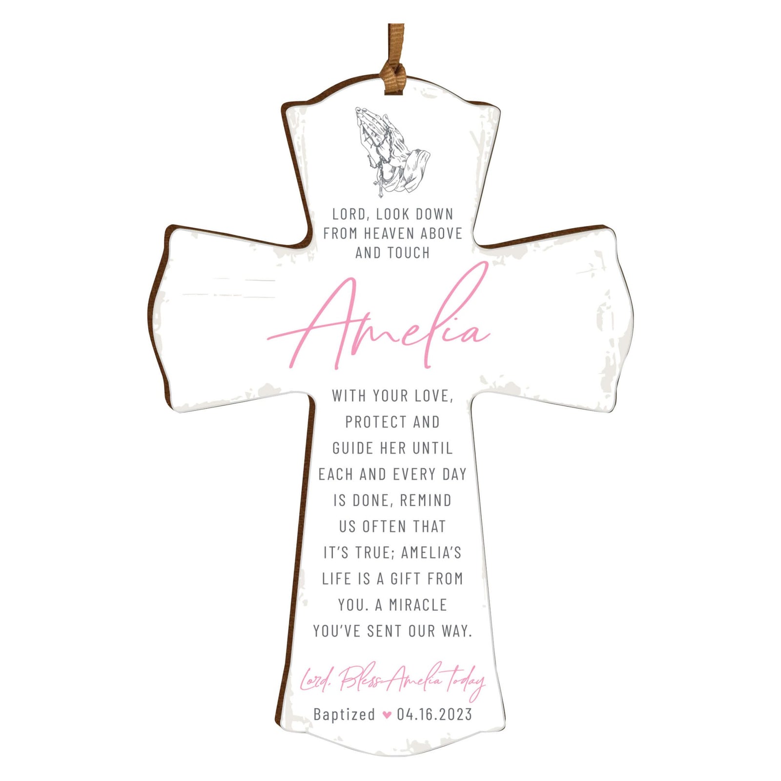 Personalized Baptism Wooden Mini Cross - LifeSong Milestones