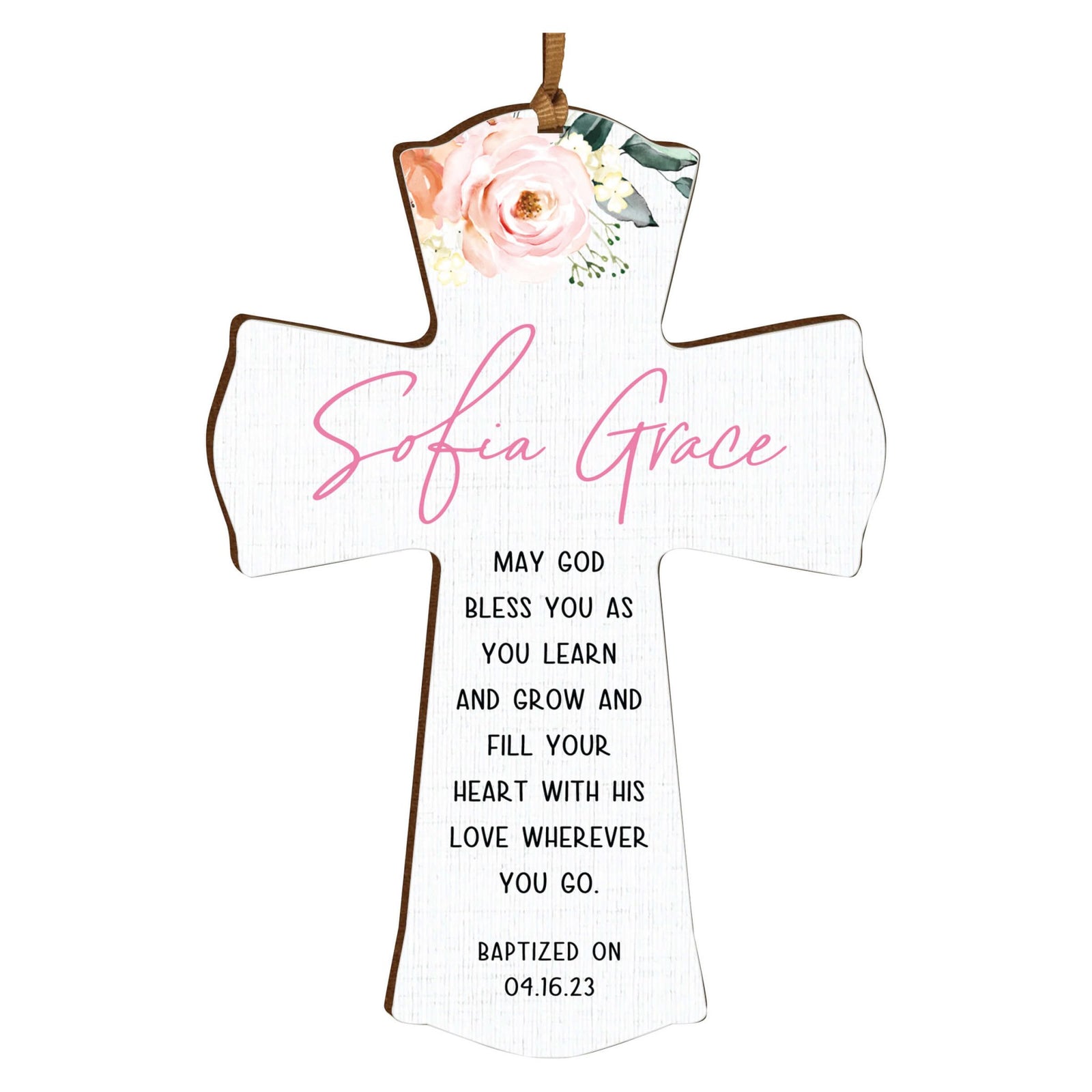 Personalized Baptism Wooden Mini Cross - LifeSong Milestones