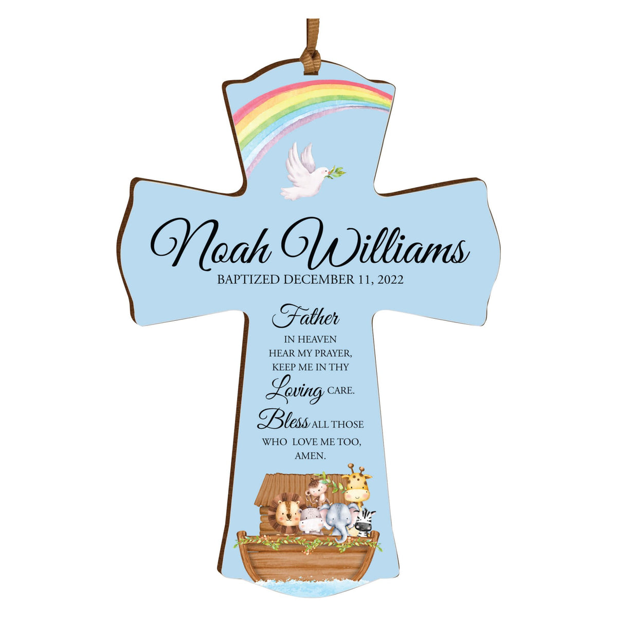Personalized Baptism Wooden Mini Cross - Father In Heaven - LifeSong Milestones