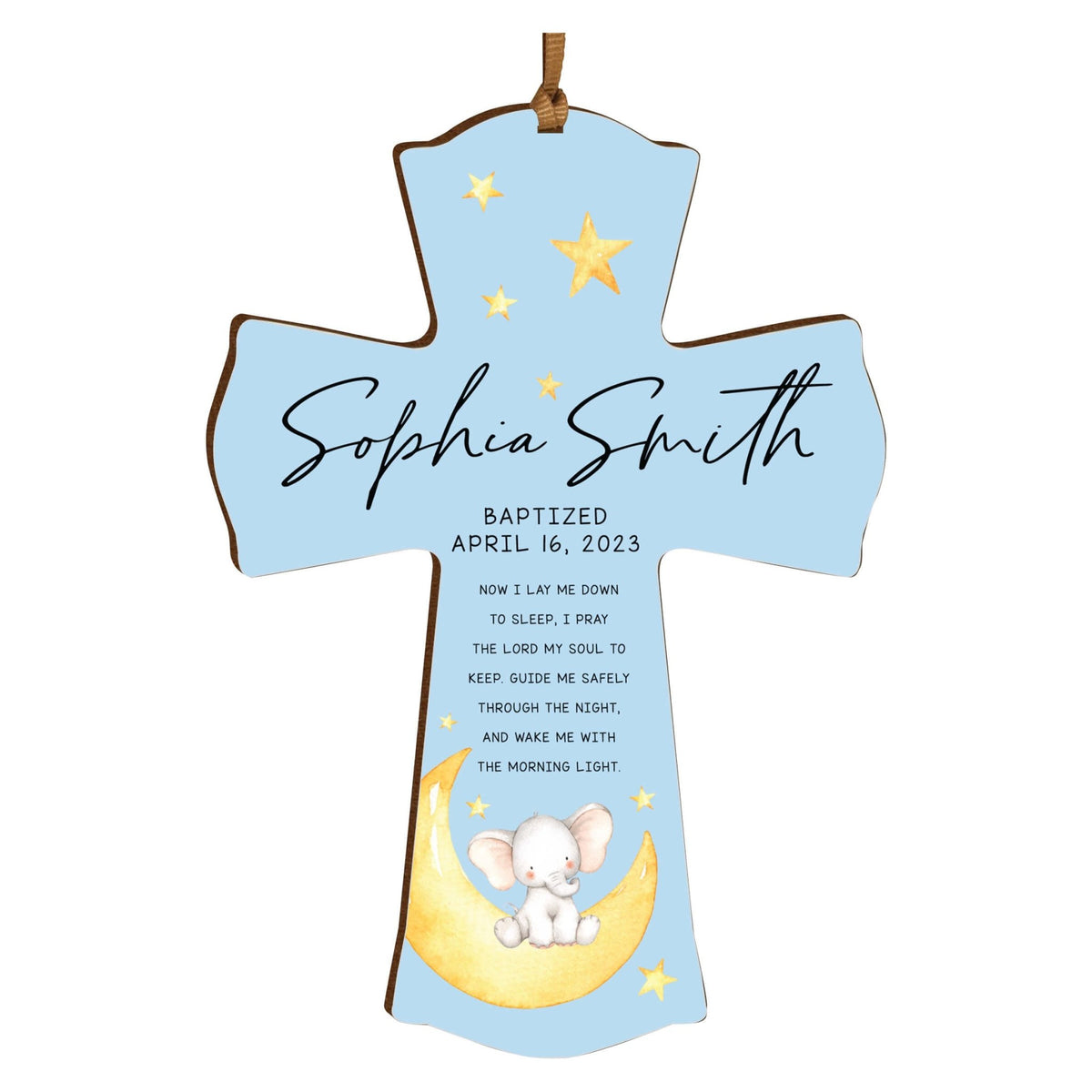 Personalized Baptism Wooden Mini Cross - Now I Lay Me Down - LifeSong Milestones