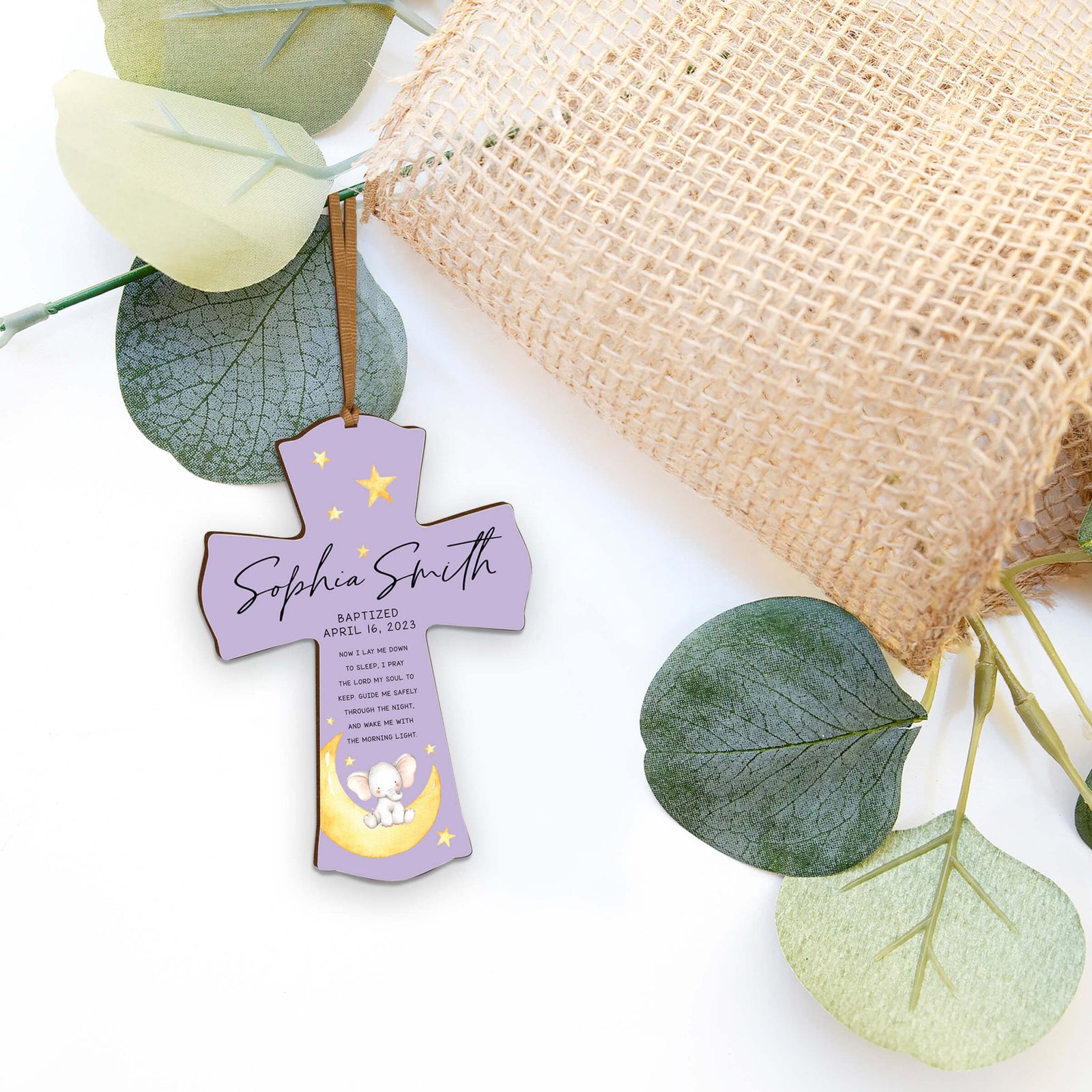 Personalized Baptism Wooden Mini Cross - Now I Lay Me Down - LifeSong Milestones