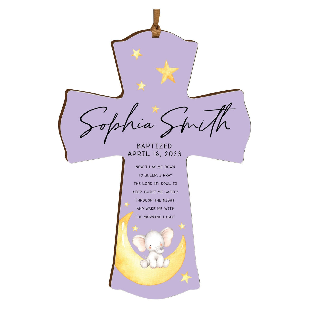 Personalized Baptism Wooden Mini Cross - Now I Lay Me Down - LifeSong Milestones