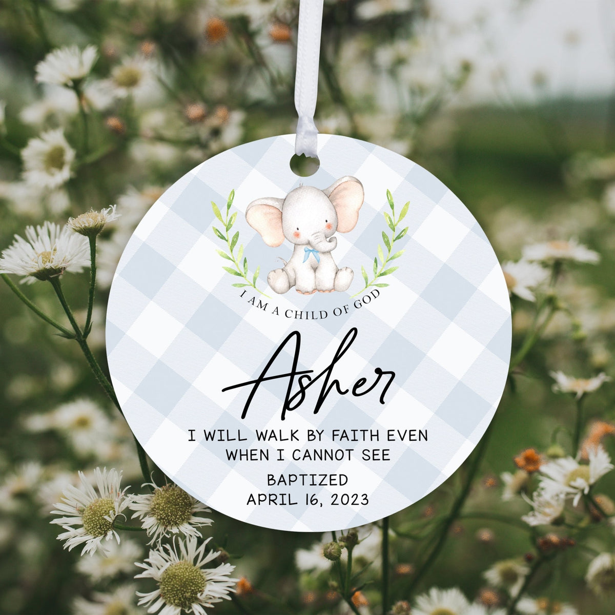 Personalized Baptism Wooden Ornament - May God Bless You - LifeSong Milestones