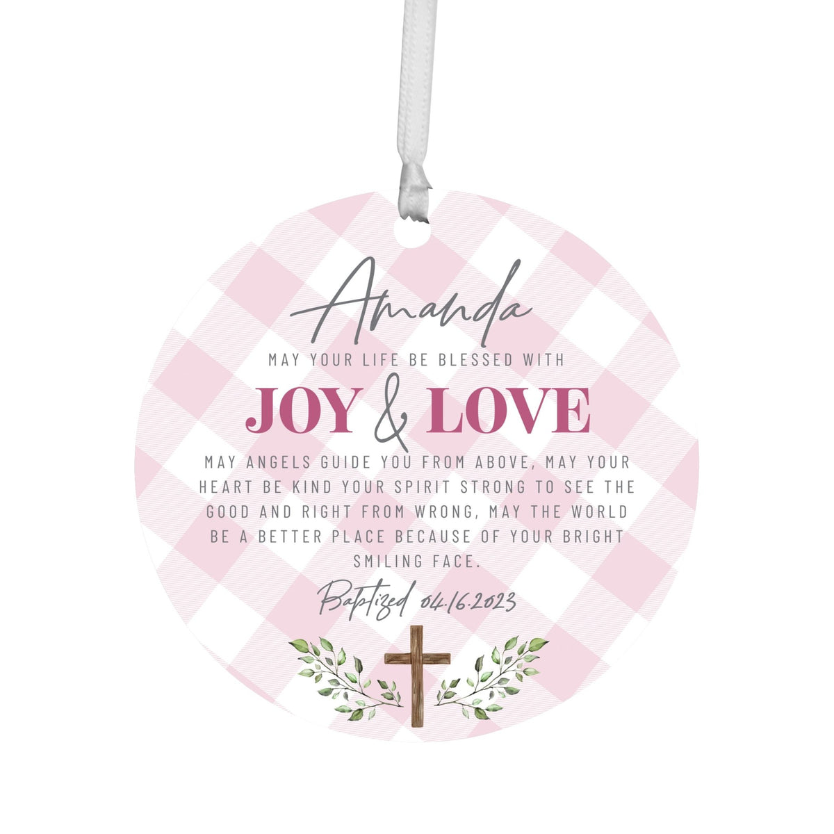 Personalized Baptism Wooden Ornament - May God Bless You - LifeSong Milestones