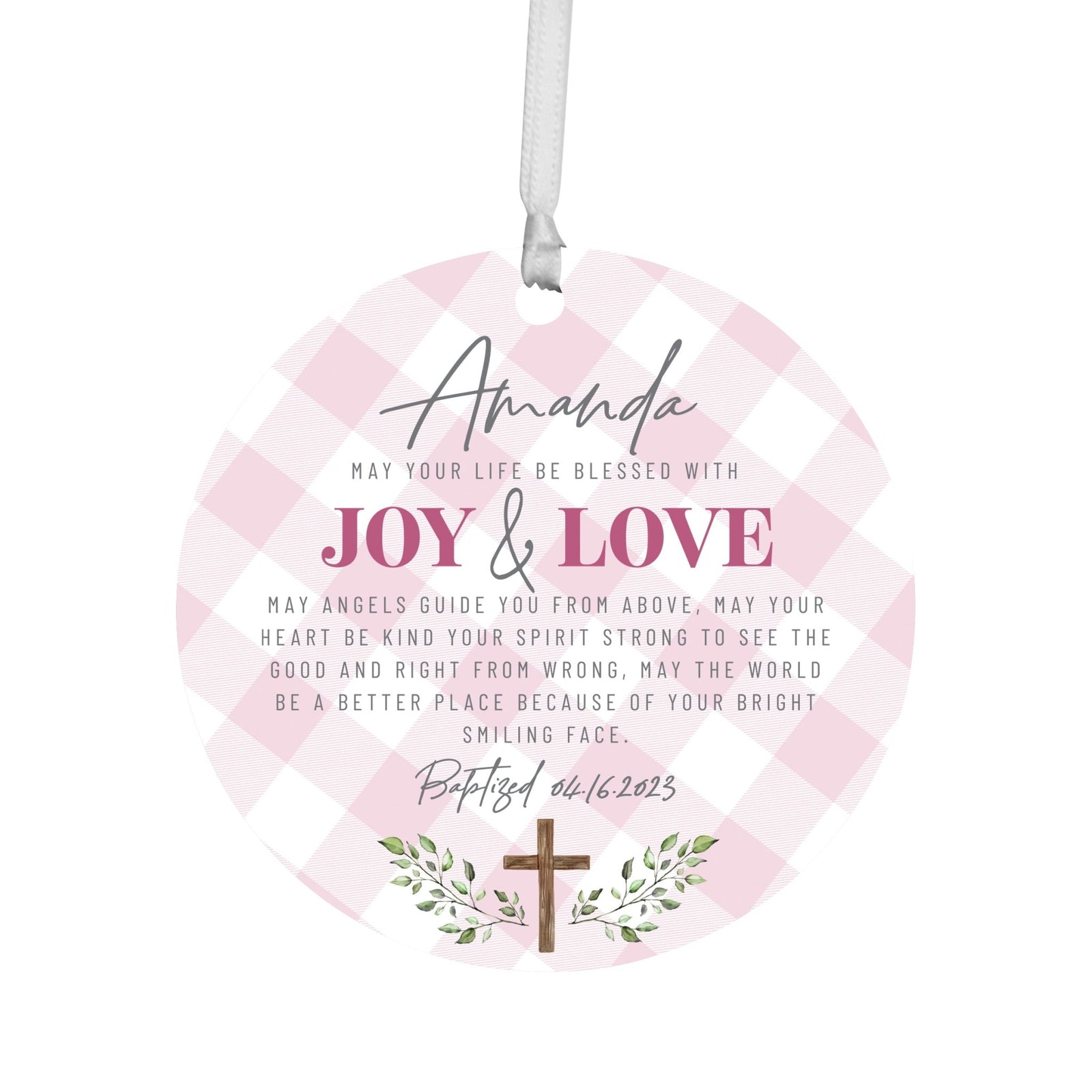 Personalized Baptism Wooden Ornament - May God Bless You - LifeSong Milestones