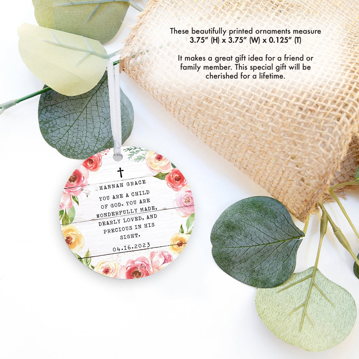 Personalized Baptism Wooden Ornament - May God Bless You - LifeSong Milestones