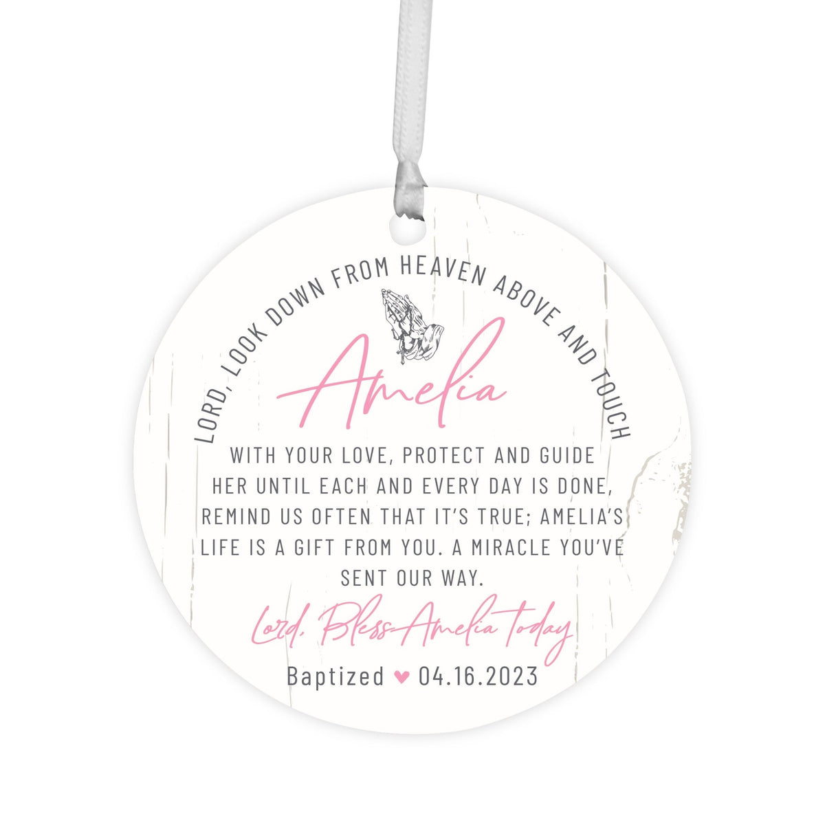 Personalized Baptism Wooden Ornament - May God Bless You - LifeSong Milestones