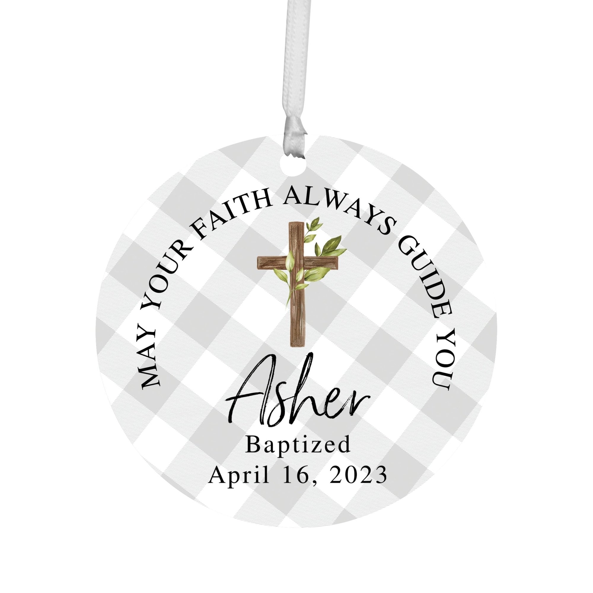 Personalized Baptism Wooden Ornament - May God Bless You - LifeSong Milestones