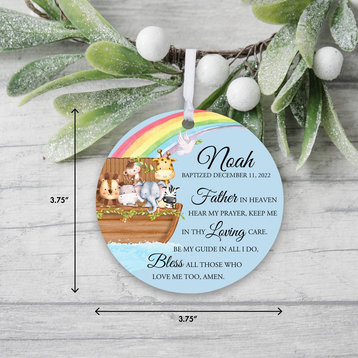 Personalized Baptism Wooden Ornament - May God Bless You - LifeSong Milestones