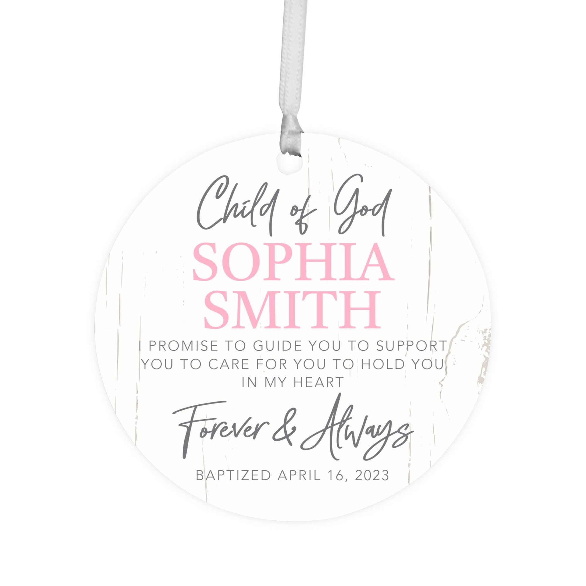 Personalized Baptism Wooden Ornament - May God Bless You - LifeSong Milestones