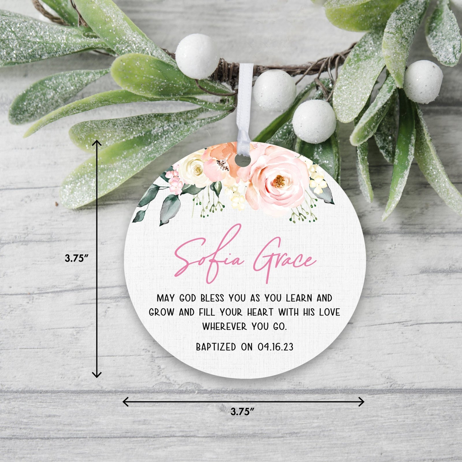 Personalized Baptism Wooden Ornament - May God Bless You - LifeSong Milestones