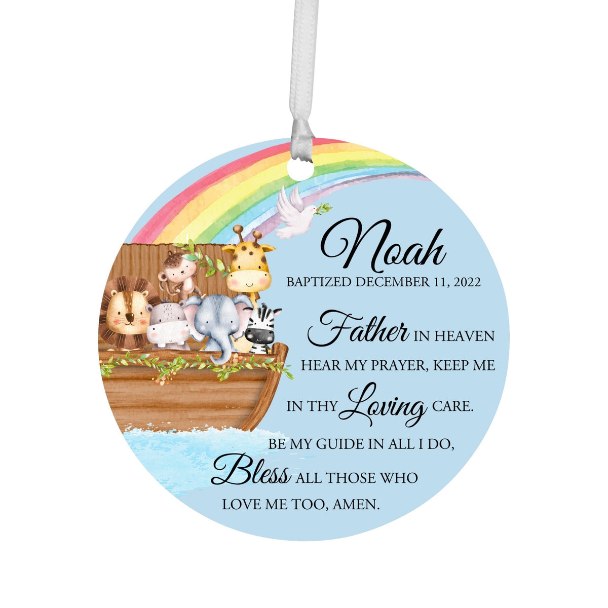 Personalized Baptism Wooden Ornament - May God Bless You - LifeSong Milestones