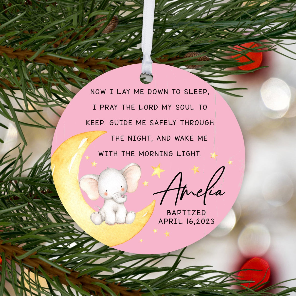 Personalized Baptism Wooden Ornament - May God Bless You - LifeSong Milestones