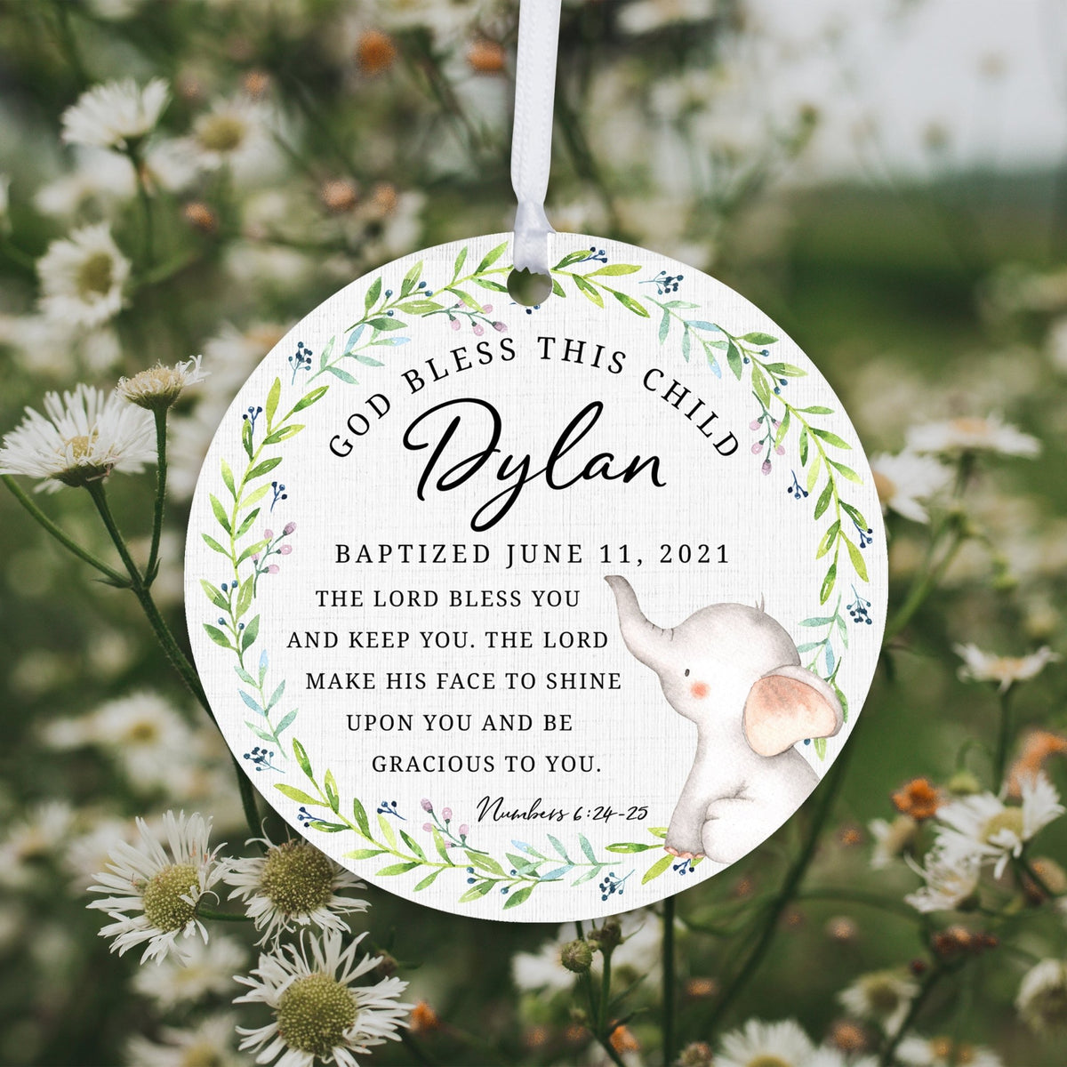 Personalized Baptism Wooden Ornament - May God Bless You - LifeSong Milestones