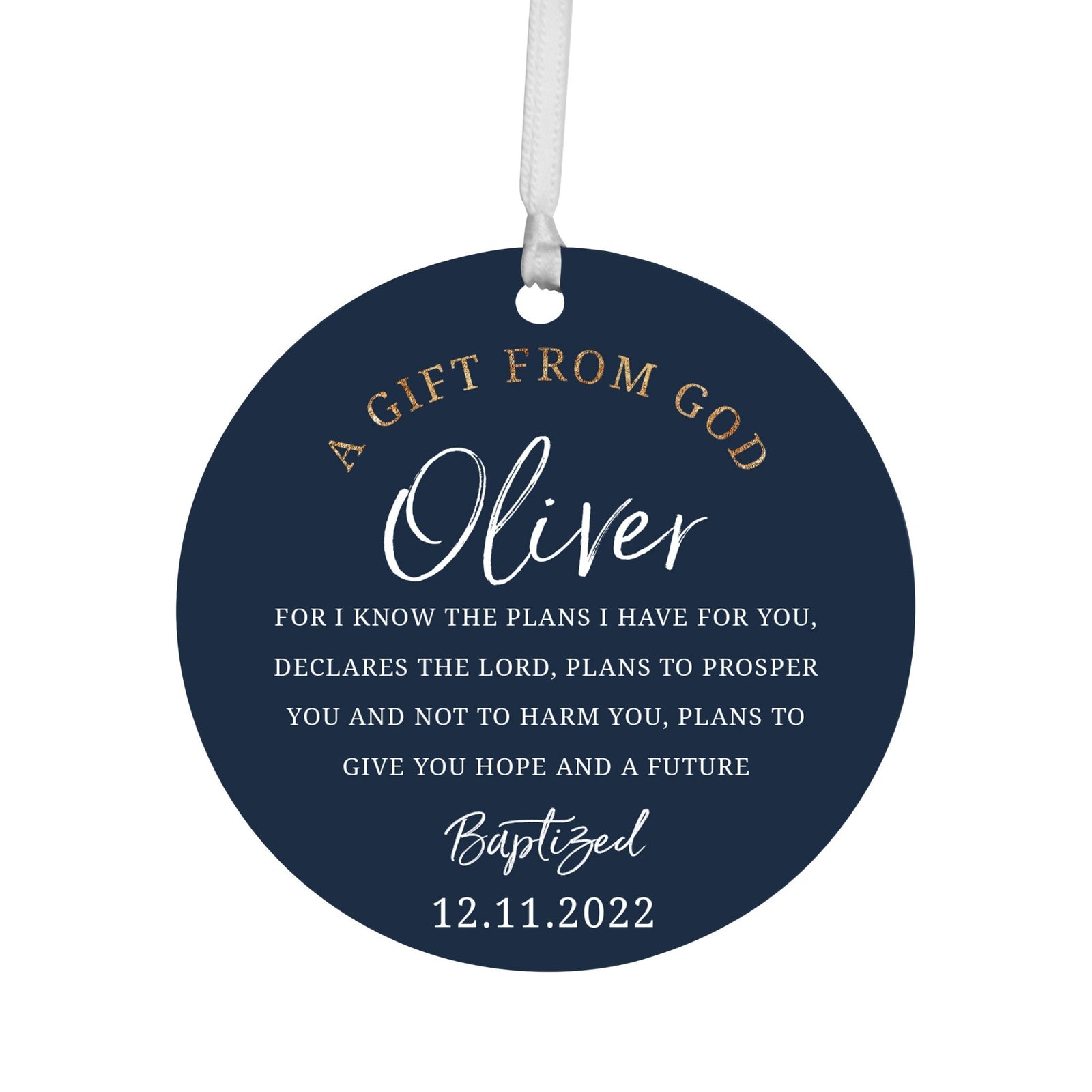 Personalized Baptism Wooden Ornament - May God Bless You - LifeSong Milestones