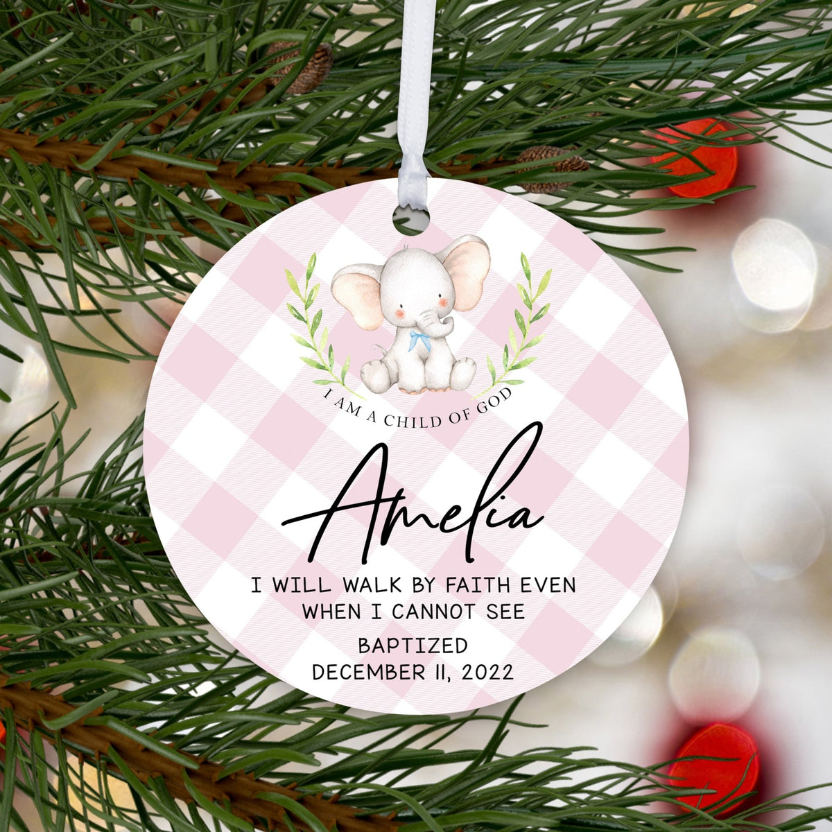 Personalized Baptism Wooden Ornament - May God Bless You - LifeSong Milestones