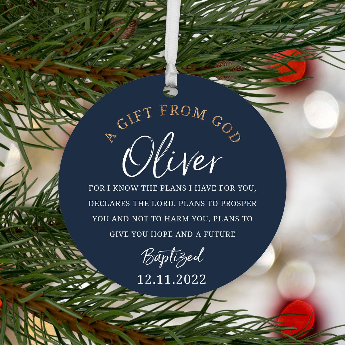 Personalized Baptism Wooden Ornament - May God Bless You - LifeSong Milestones