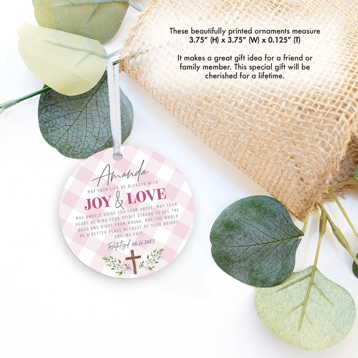 Personalized Baptism Wooden Ornament - May God Bless You - LifeSong Milestones